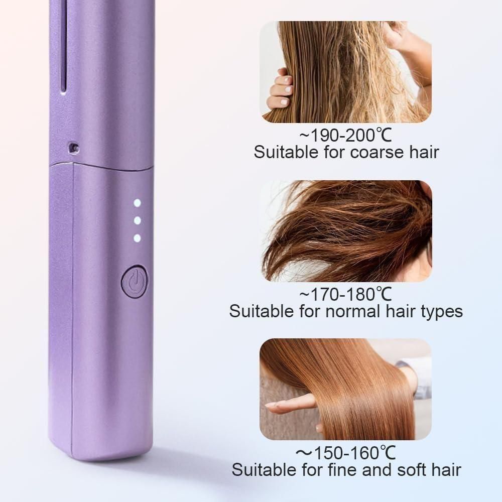 Meneflix Portable Mini Hair Straightener Cordless Rechargeable Mini Adjustable Hair Straightener Hot Comb.