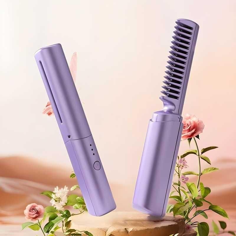 Meneflix Portable Mini Hair Straightener Cordless Rechargeable Mini Adjustable Hair Straightener Hot Comb.